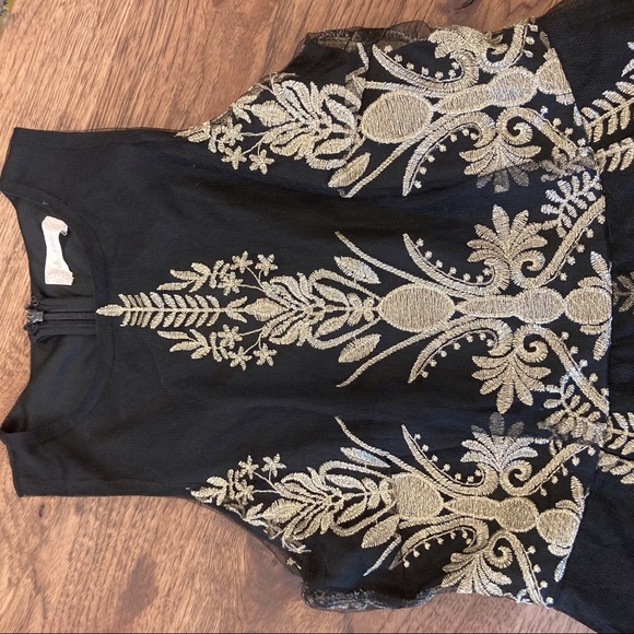 Altar’d state M black gold embroidered FNF dress - Picture 6 of 16